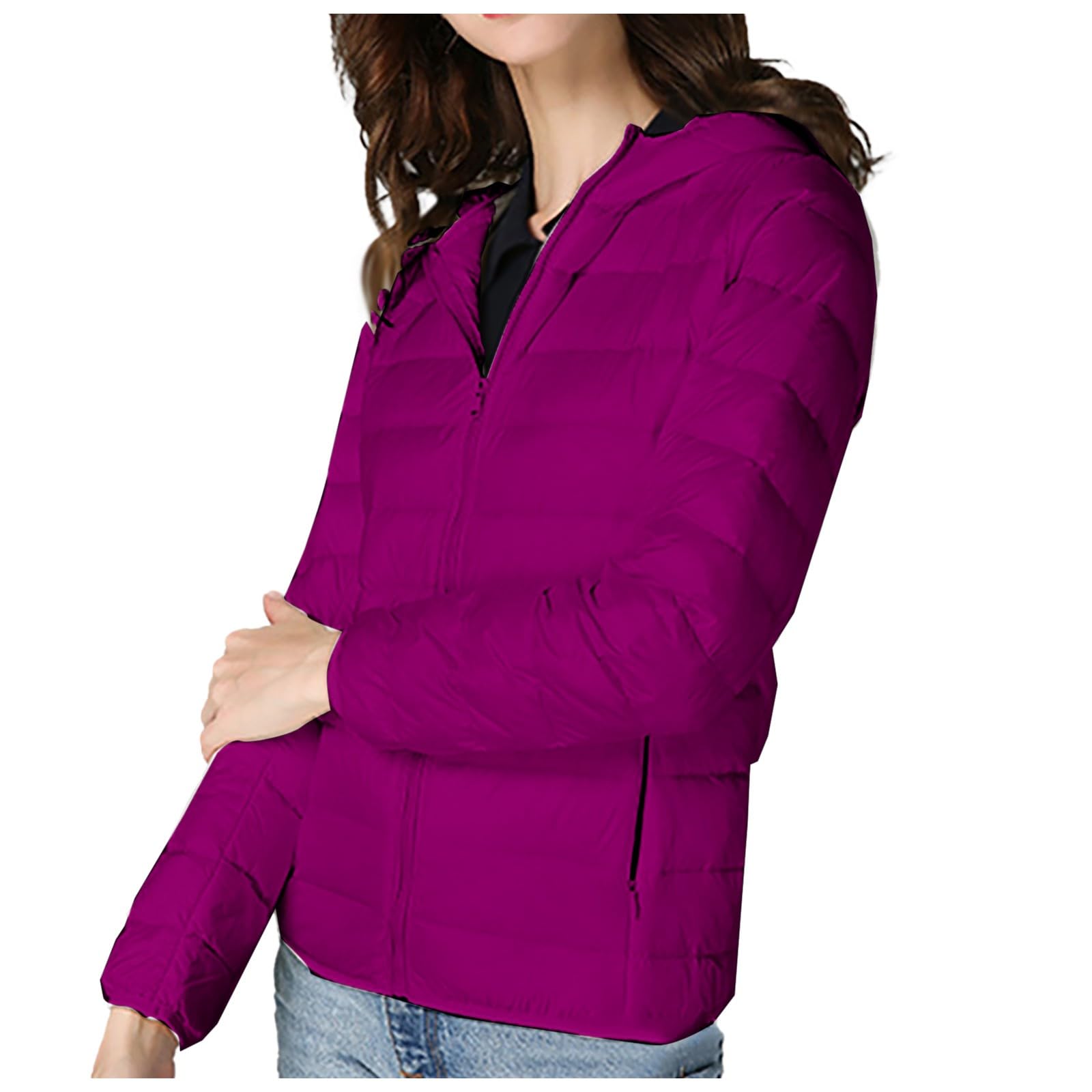 Piumino 100 Grammi Donna, Giacca Trapuntata Donna Invernale Con Cappuccio E Zip Giacca Imbottitura Calda Trapuntato Manica Lunga Taglie Forti Antivento Leggero Cappotto Per Quotidiano Viaggio