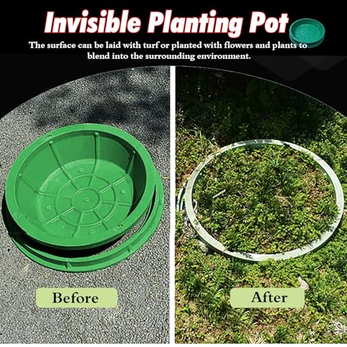 Couvercle de regard carré en résine robuste, trappe de jardin verte haute durabilité - 7
