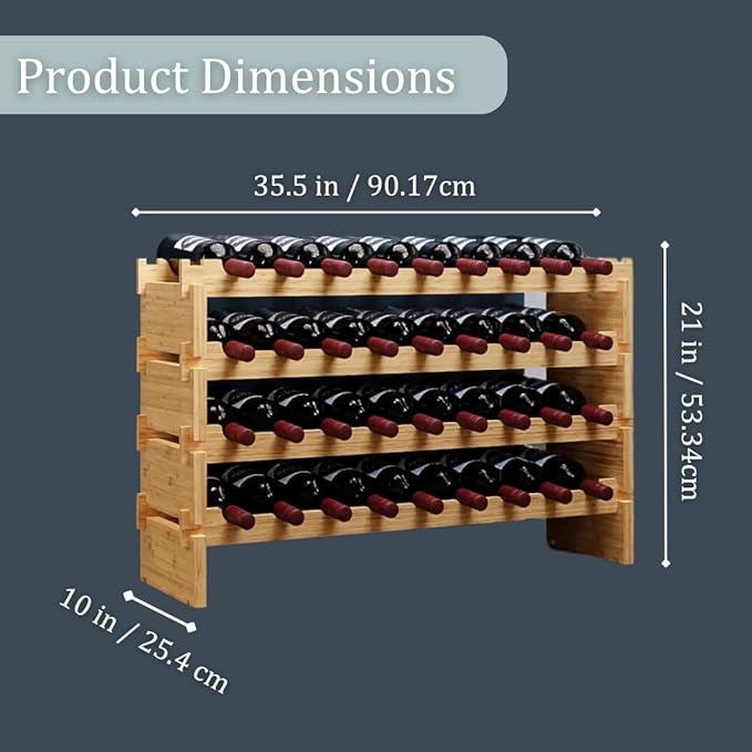 Estante para Vino de Bambú Apilable 36 Botellas, Sin Herramientas miniatura 2