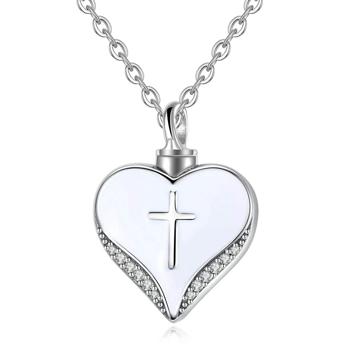 EUDORA Personalized Necklace Sterling Silver Angel Wings Cremation Jewelry for Ashes, Movable Wings Custom Heart Shape Memorial Jewelry for Pet, With 20" Chain