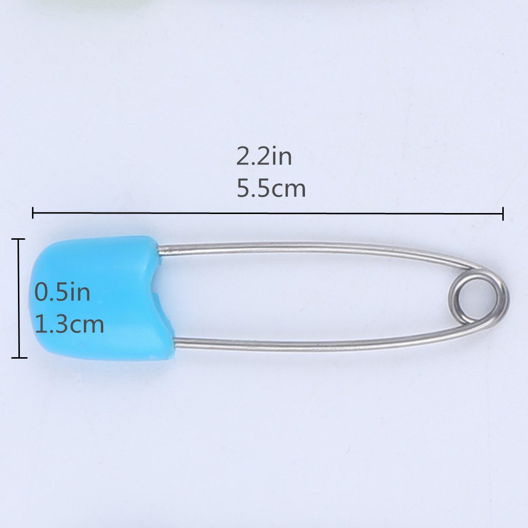 Hicat Lot de 20 épingles de Nourrice en acier inoxydable avec tête en plastique coloré, clip de sécurité pour bébé enfant
