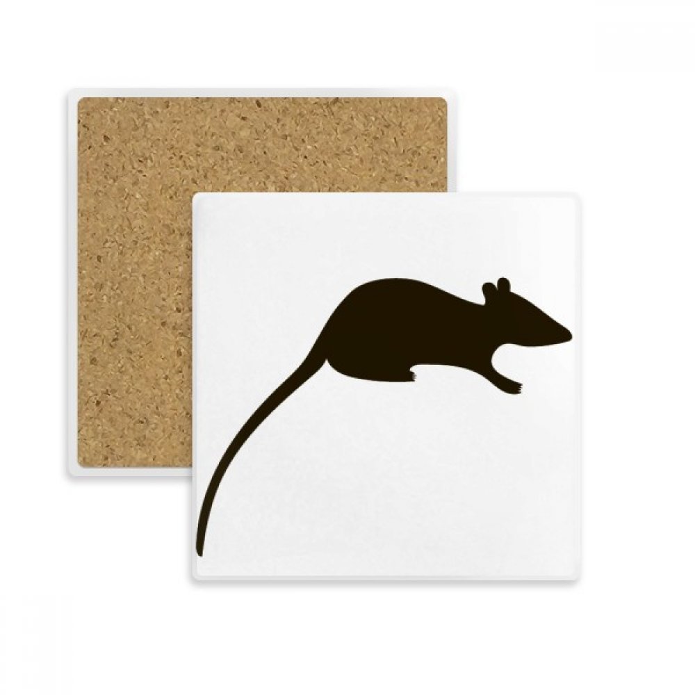 Souris noire dessous de verre carré en pierre de qualité pour protéger les tables en bois