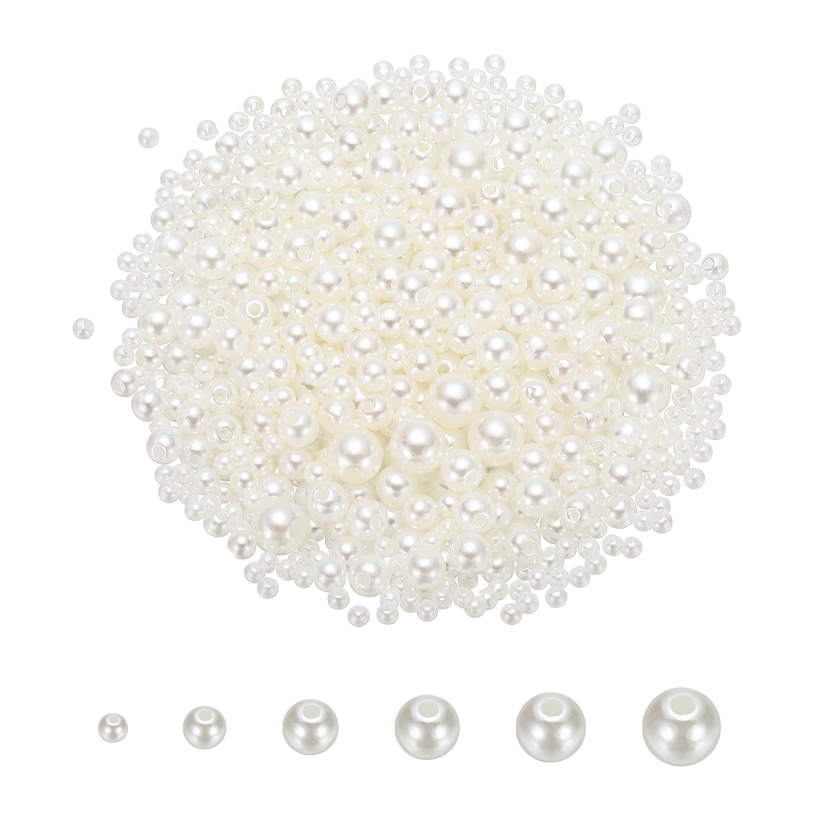 PATIKIL 3-8mm Colored Pearls, 450Pcs Pearl Beads for Jewelry Making Mixed Size Round ABS Craft Beads with Holes for Jewelry Making DIY Crafts Necklace Bracelet Earring Home, Beige