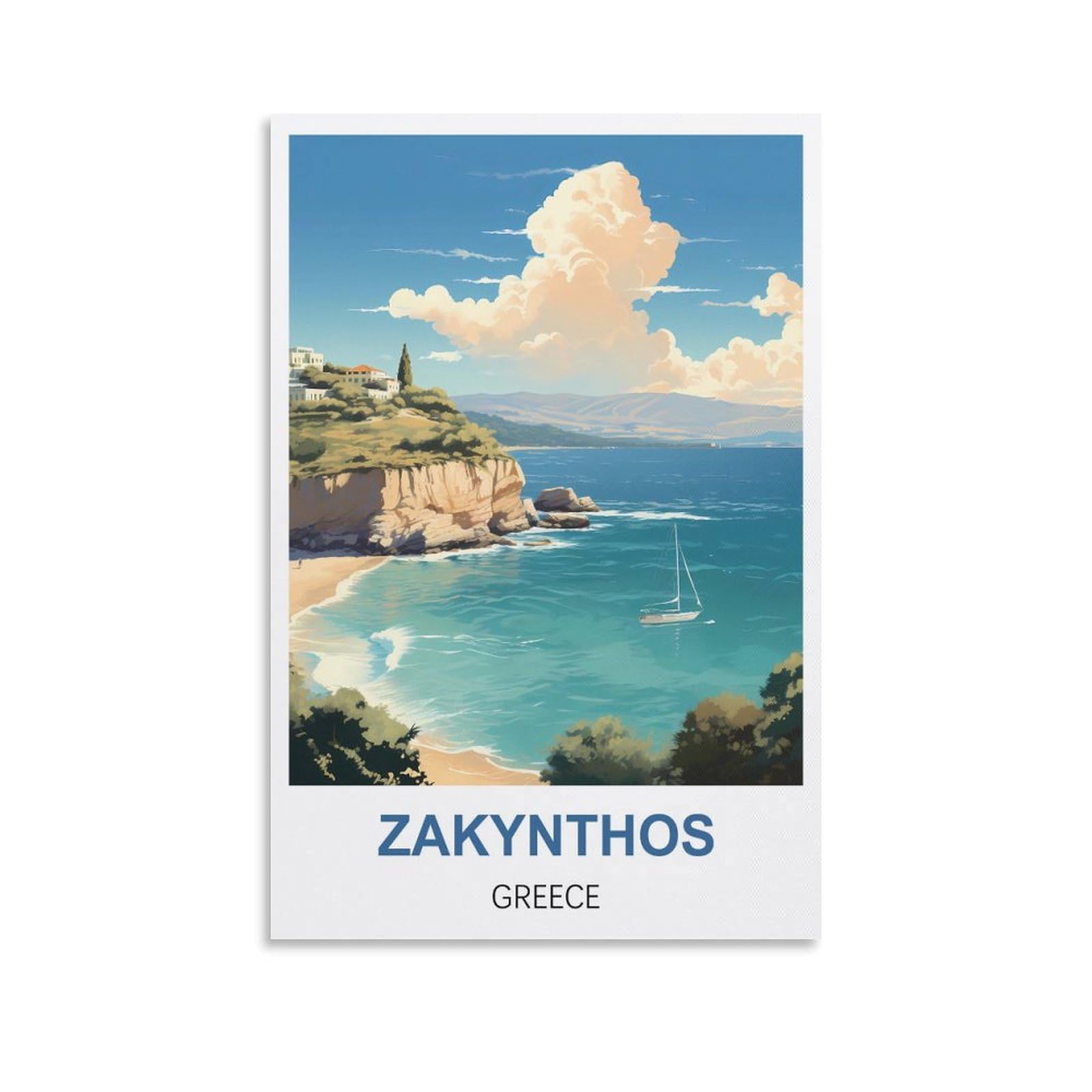 EZMLFA Diamond Painting Art Kits,Zakynthos Greece,5D Diamond Painting Kit for Adults Beginners, DIY Full Round Drill Gem Art Kits for Home Decor 50x60cm
