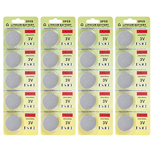 Fortune CR2450 3V Lithium Battery,Electronic Button Cell Batteries for Toys Calculators Watches Led Light Candles (20 pcs)