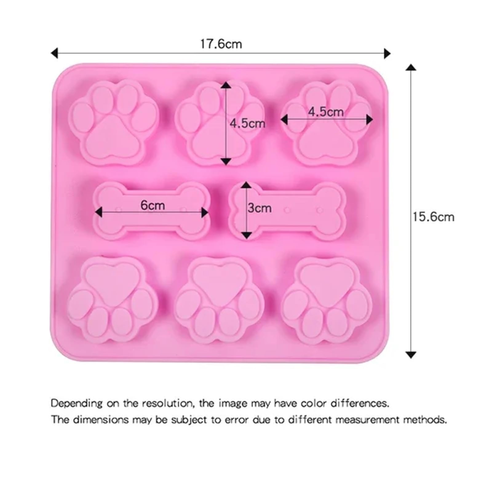 Tier Cartoon Hund Fußabdruck Katze Pfote Silikon Kuchen Home Mousse Schokolade Form Pudding Gelee Küche Handgemachte Backen Werkzeuge(A-Pink)