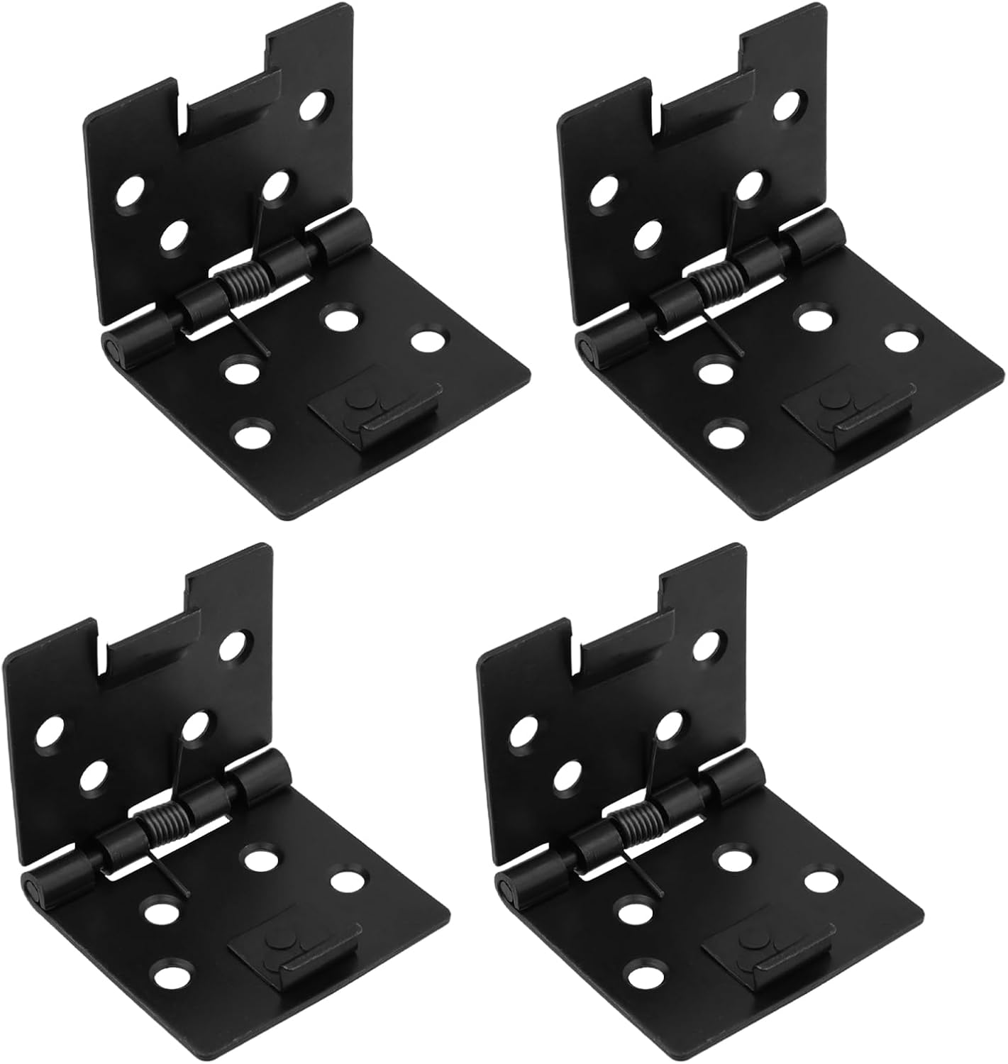 4 Pcs Black Square 90 Degree Small 2 Inch Length Self Opening Spring Hinge with Screws Metal Spring Loaded Hinge for DIY Cabinets Jewelry Boxes Hinges