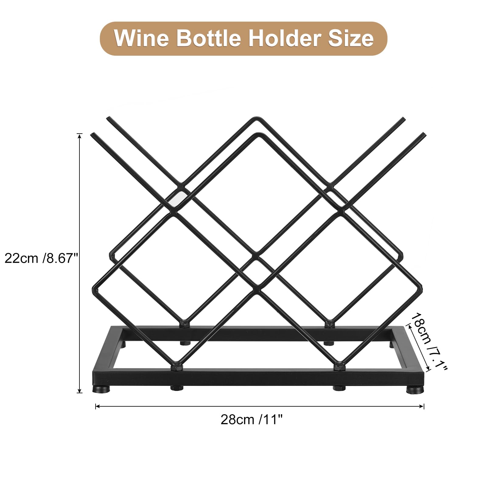 uxcell Countertop Wine Rack, Tabletop Wine Bottle Holder for Up to 5 Standard Bottles, Freestanding Wine Rack for Wine Cellar Bar Cabinet, Black