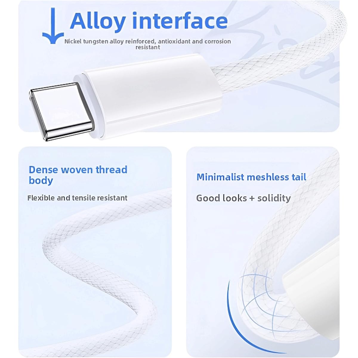 Cavo di ricarica da USB-C a USB-C (confezione da 2 m), cavo di ricarica veloce, cavo da 60 W da tipo C a tipo C, adatto per iPhone 16/15 Pro Max Plus 16E, iPad Air/Pro, cavo intrecciato in