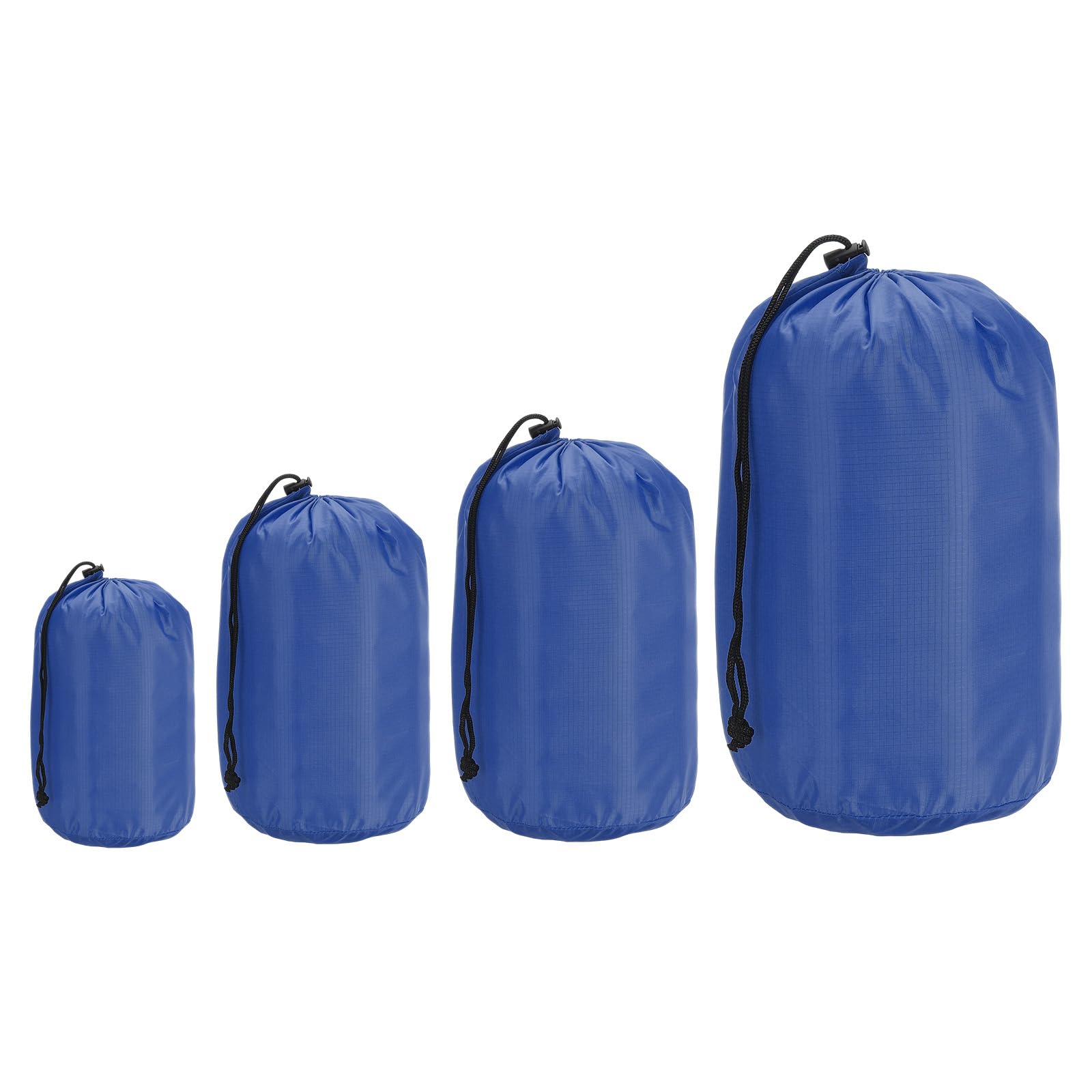 PATIKIL Stuff Sack 4x8/5x10/7x13/9x17, 4 Pcs Waterproof Outdoor Storage Sack Portable Drawstring Dust Flap Bag Sleeping Bag for Camping Hiking Backpacking, Navy Blue