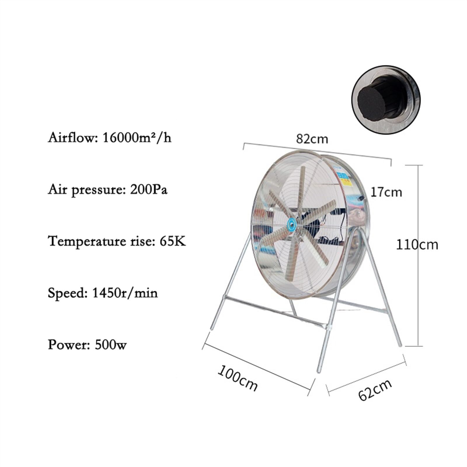 Ventilador de suelo industrial, potente volumen de aire ajustable, ventilador de soplado de tipo poste resistente para agricultura y refrigeración de fábrica