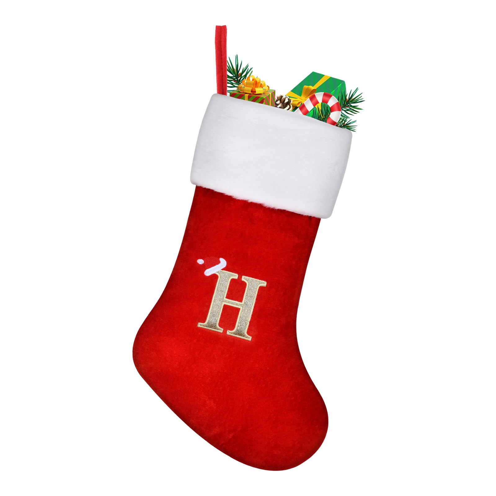 TOPWAYS Christmas Stockings, Large Monogram Xmas Personalized Embroidered Stockings with Letters