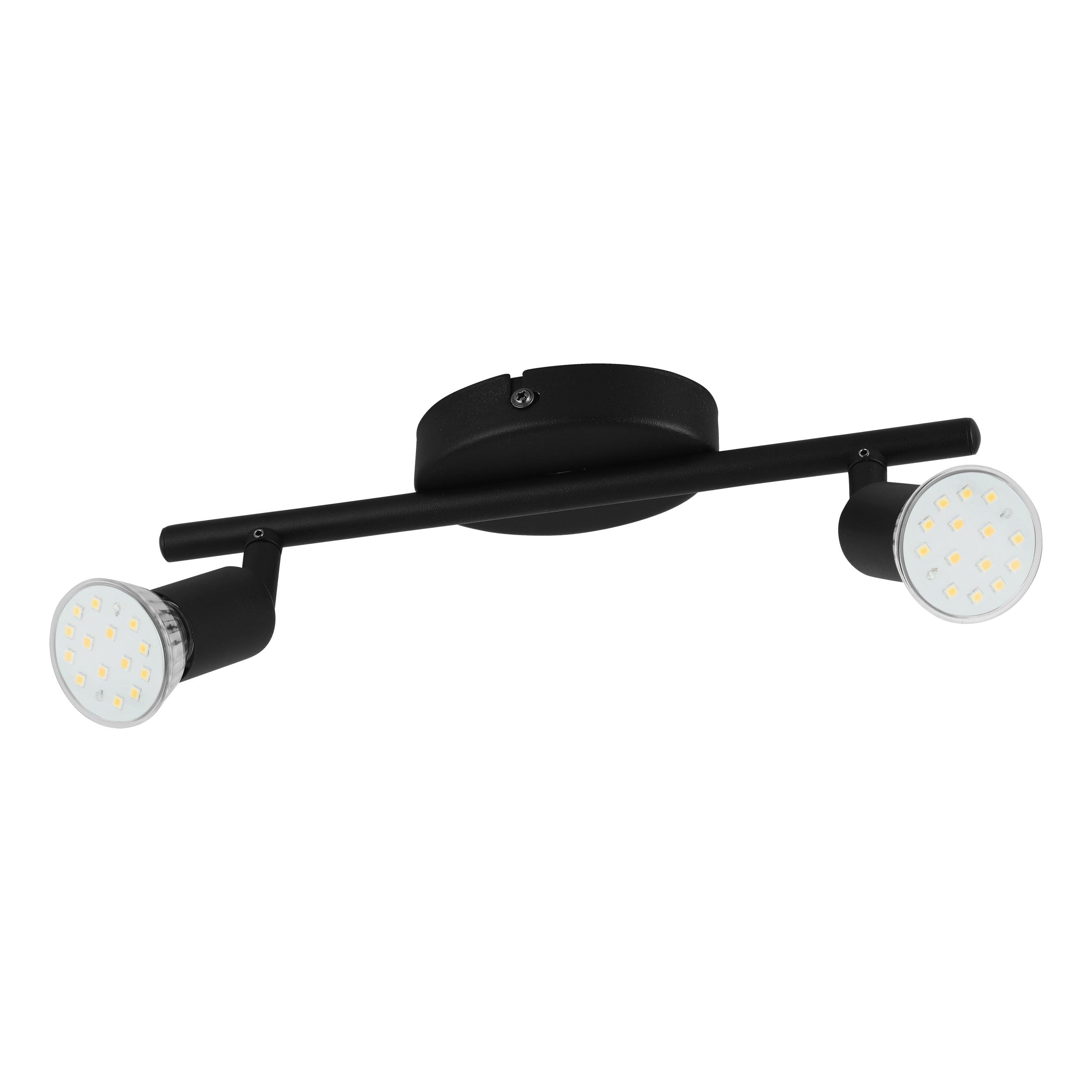 EGLO LED Deckenleuchte Buzz-LED, 2 flammige Deckenlampe, Deckenstrahler aus Metall, Wohnzimmerlampe in Schwarz, Küchenlampe, Spots mit GU10 Fassung, L 28,5 cm