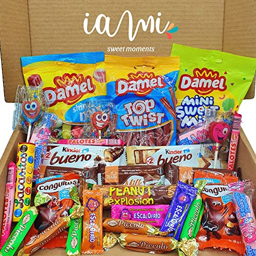 Caja Chuches y Chocolates para Regalo. +30 Unid. de Kinder Bueno, Lacasitos, Conguitos y muchas Chuches y Golosinas. Ideal para REGALAR. Amigo Invisible. [IAMI] Cover