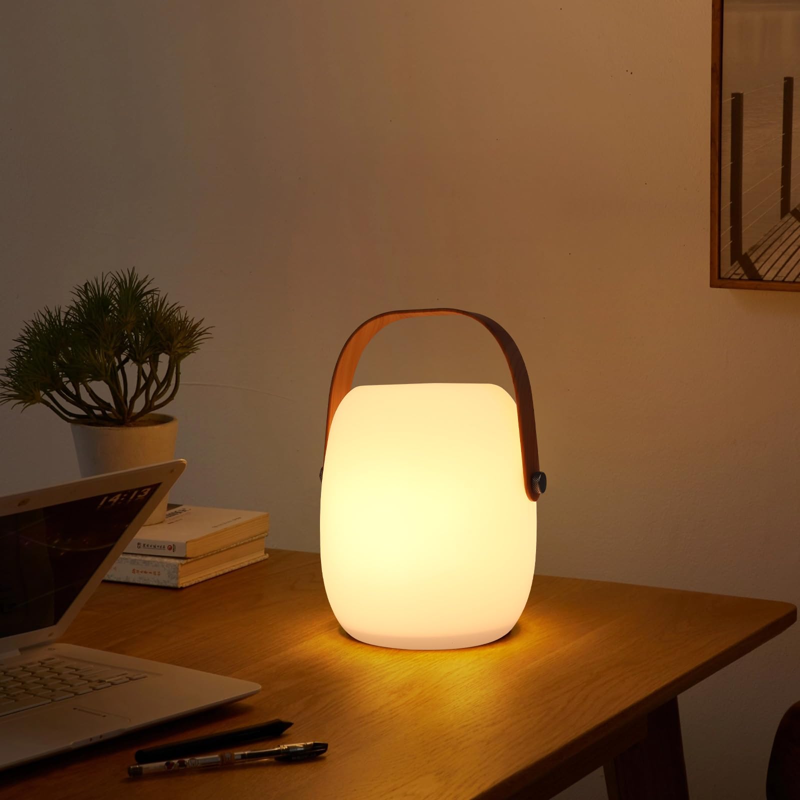 ZWOOS Lamparas de Mesita de Noche Sin Cable, Lampara Mesa Recargable LED RGB, Luce Inalambrica Portátil con Modo de Parpadeo de Vela, Impermeable IP54, con Control Remoto (Lámpara)