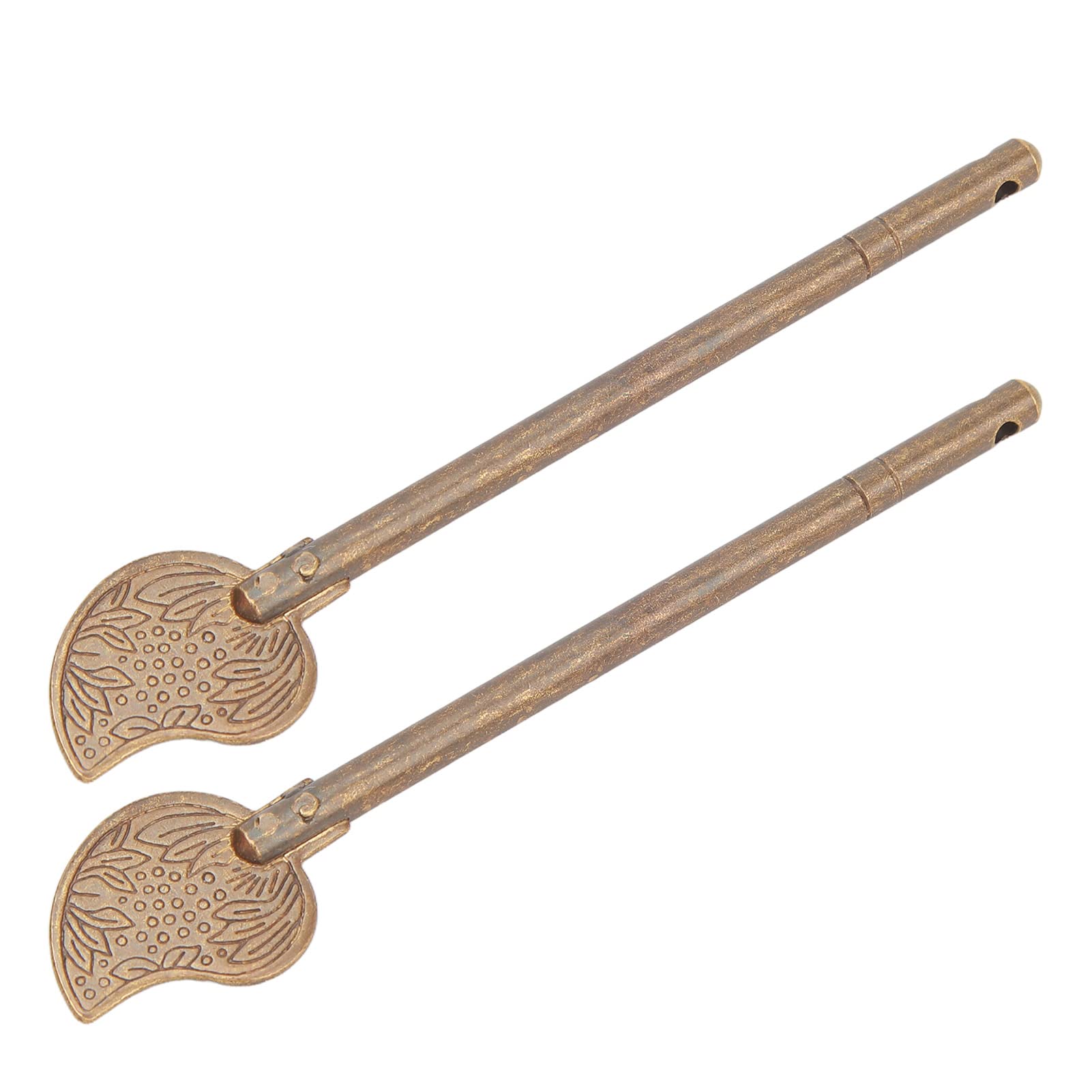 2pcs Door Key Pin, Door Lock Latch Chinese Leaf Bolt Locking Pin Household Metal Leaf Shape Retro Style Door Cabinet Key Latch 11cm
