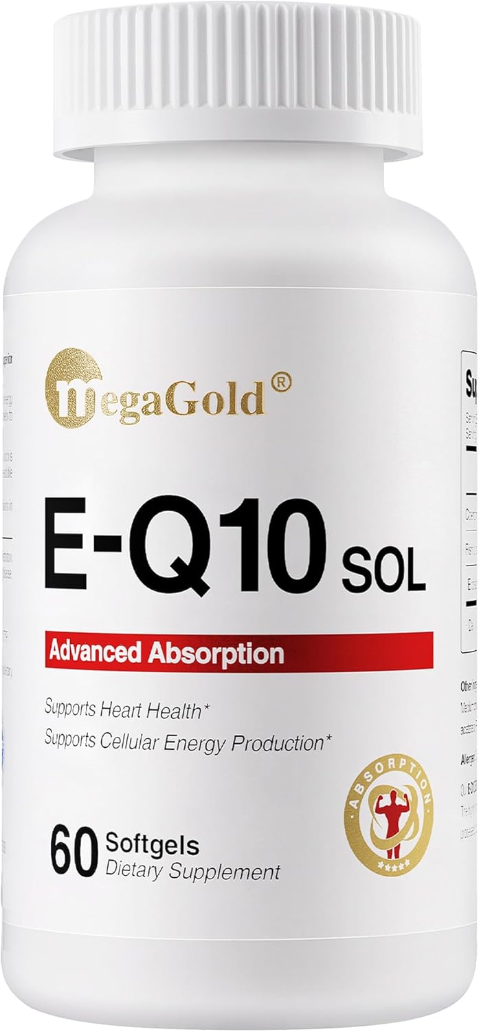 E-Q10 Sol Advanced Absorption Fish Oil - Fish Oil with Coq10, 100mg EPA, Antioxidant for Cardiovascular Health & Energy*, Coenzyme Q 10 Supplement for Men and Women - 60 Count Softgels