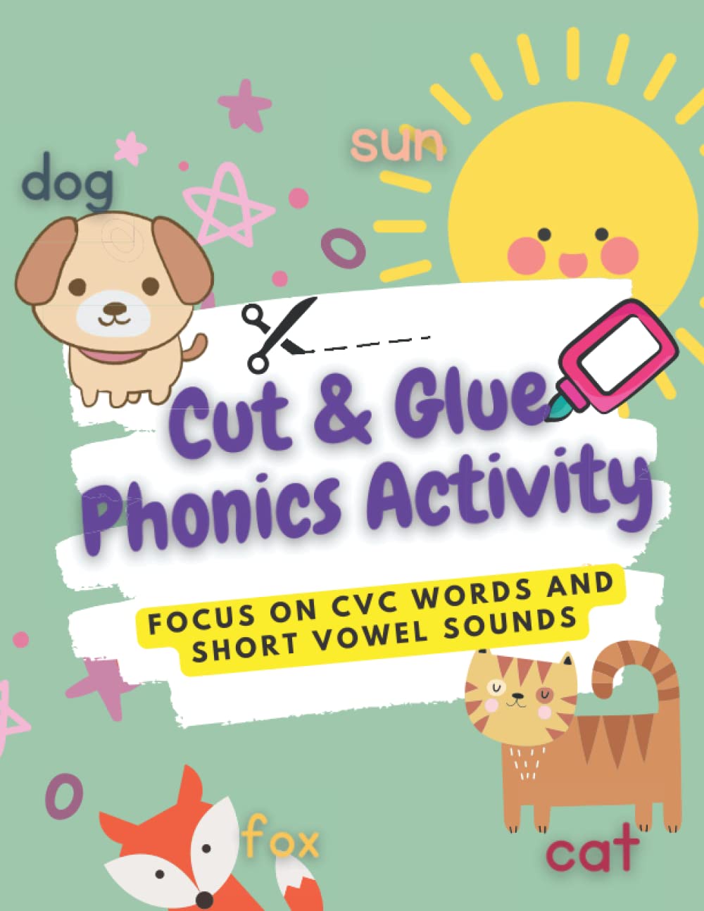 Buy Cut And Glue Phonics Activities Focus on CVC Words And Short Vowel