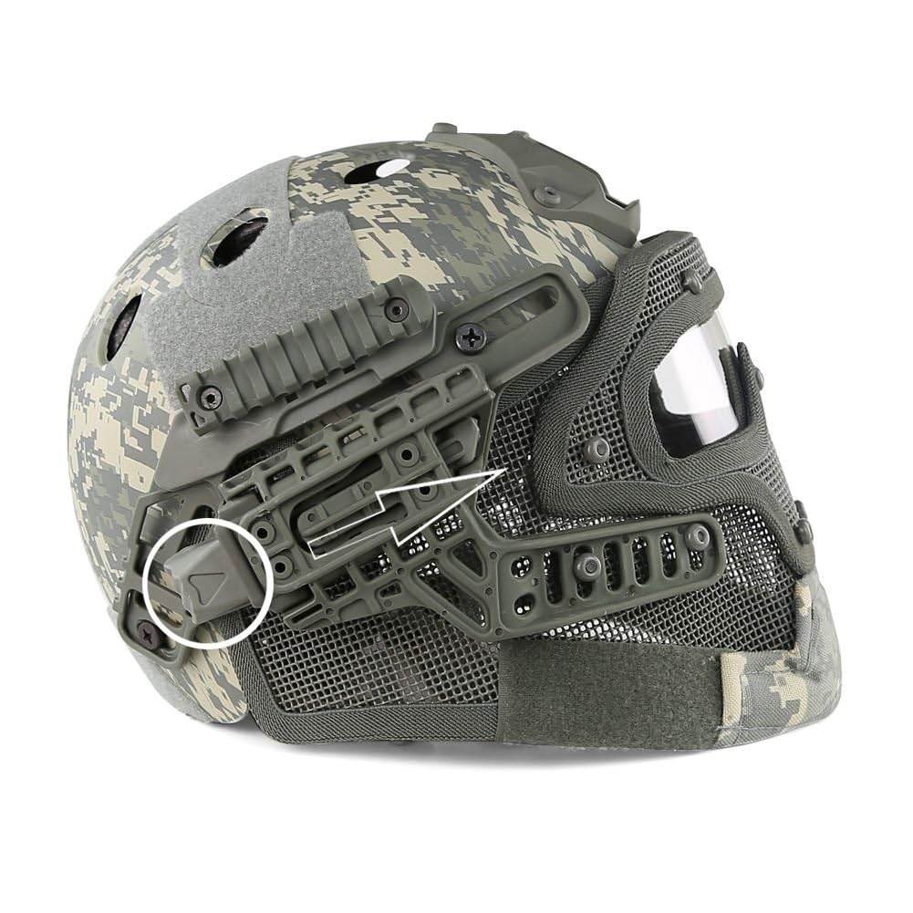 Kask Taktyczny PJ Fast Paintball, Maska ​​pełnotwarzowa Airsoft Molle Mesh, Oddychające Gogle Do Strzelania CS, Polowania(DD)