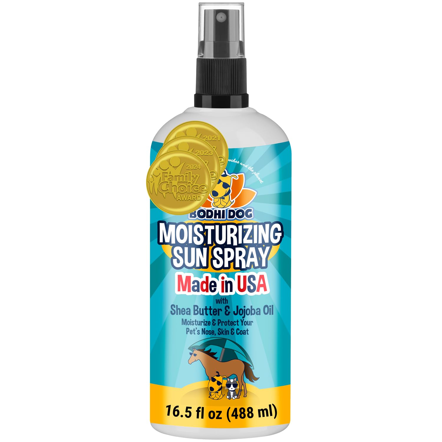 Bodhi Dog Sunscreen Moisturizing Pet Sun Spray (16.5 Fl Oz) - Safe for Dogs, Cats & Horses - Natural Protection for Skin, Coat, Nose, Ears - Hydrating & Non-Toxic - Made in USA