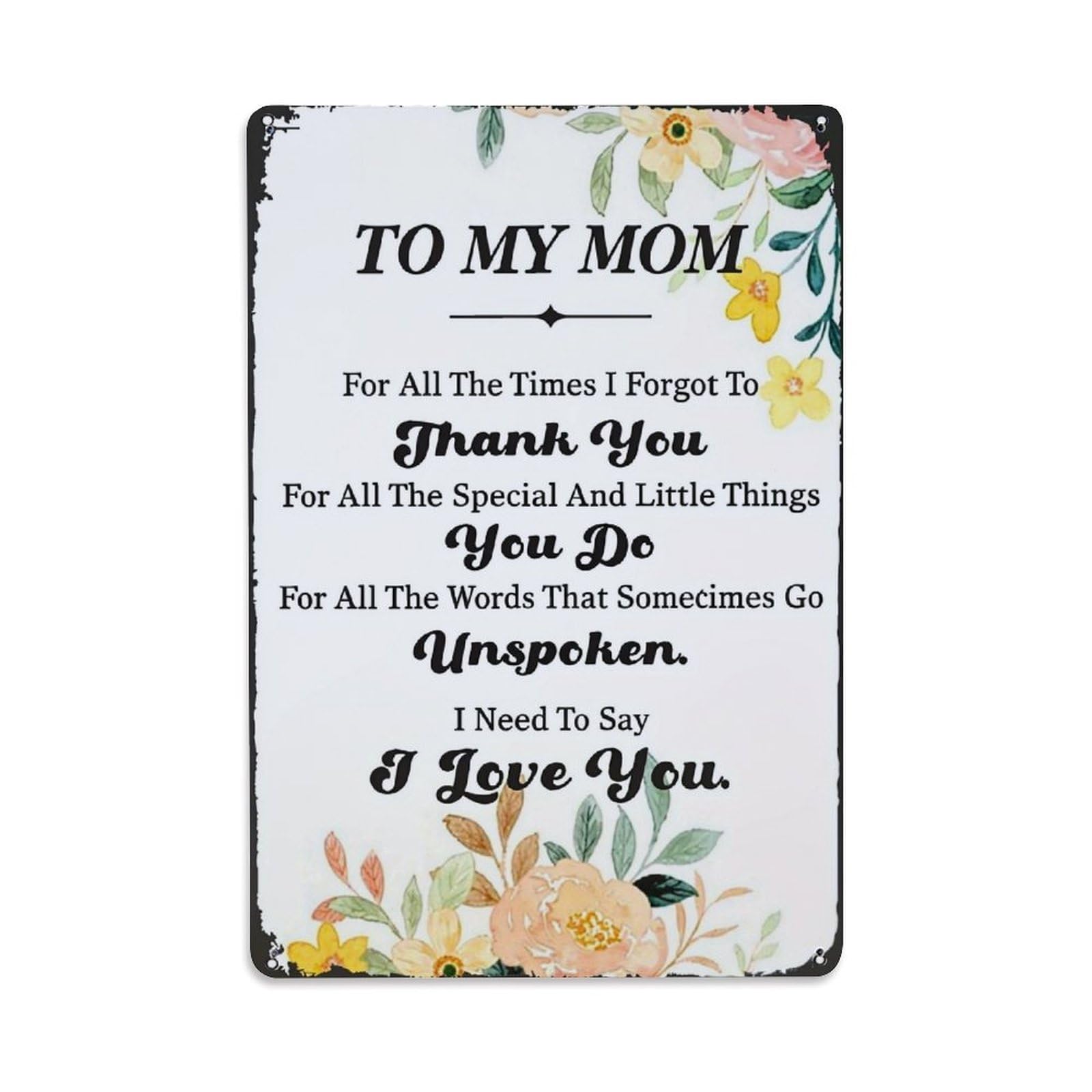 Jdyaojiesheng Vintage Floral Watercolor Design Tin Sign Retro Metal Wall Decor Metal Poster, Home Bar Garage Farmhouse Cafe Wall Art Decoration 8X12inches