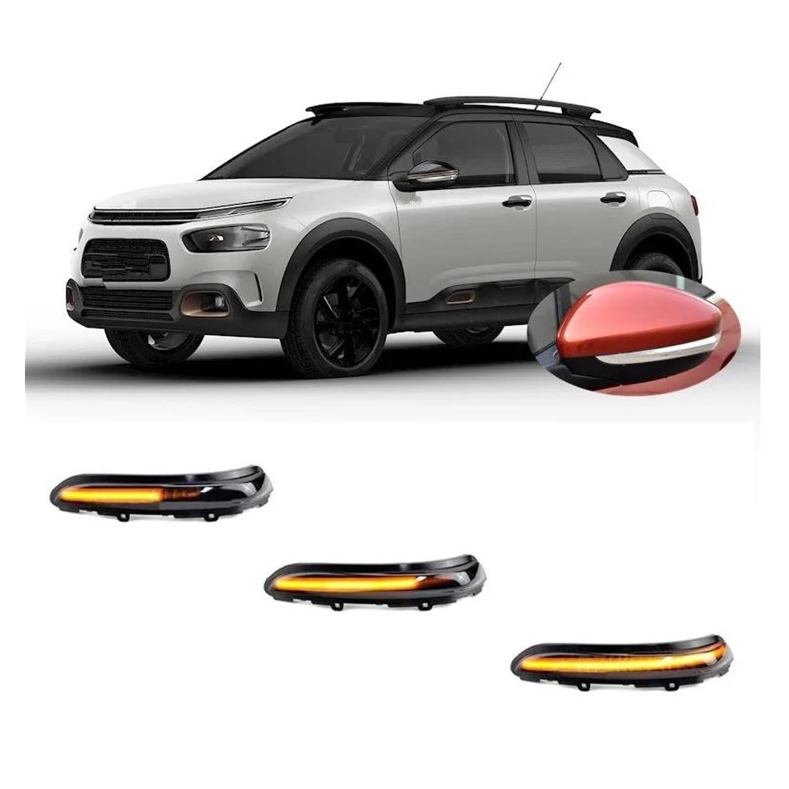 Genérico Intermitente Para CITROEN C4 para Cactus 2018 2019 2020 2021 2022 2023 indicador secuencial LED dinámico espejo luz señal giro lámpara Luz Señal Giro