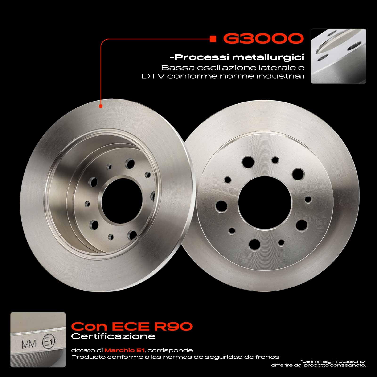 Frankberg Set freni incl. 2x Dischi Freno + 4x Pastiglie dei Freni Posteriore Compatibile con Ducato Furgone 250 Ducato Bus 250 Boxer Bus Jumper Bus Replace# 4249A1, 77364016