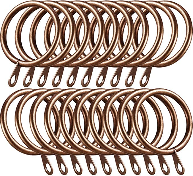 Schnazz - 72 x Metal Drapery Bronze Curtain Rings Hanging Rings for Curtains and Rods, Drape Sliding Eyelet Rings 30 mm Internal Diameter