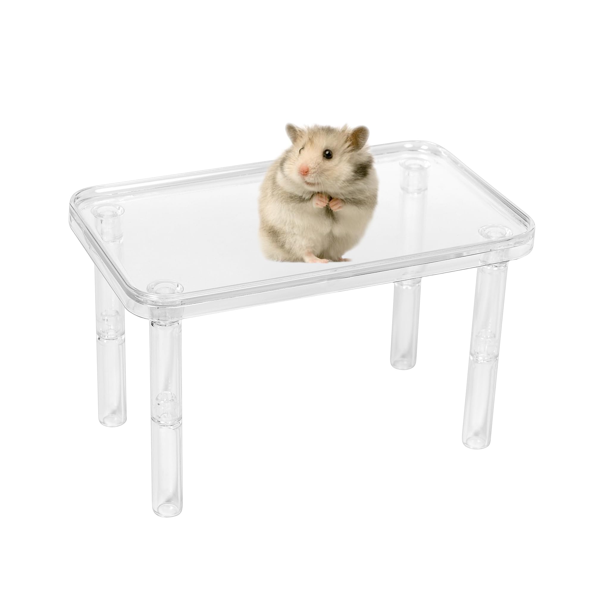 tafit Hamster Platform - Cage Accessories & Play Decor for Dwarf & Syrian Hamsters, Gerbils, Mice, Degus and Other Small Pets - 25×15×9–15cm Transparent