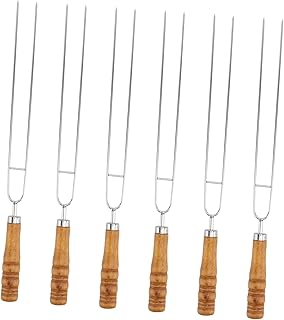 Yardwe 6Pcs Espetos De Carne Espeto De Legumes Garfo De Cachorro-Quente Palitos De Assar Palitos De Marshmallow Garfos De Assar Marshmallow Garfo De Carne Para Churrasco Espetos De