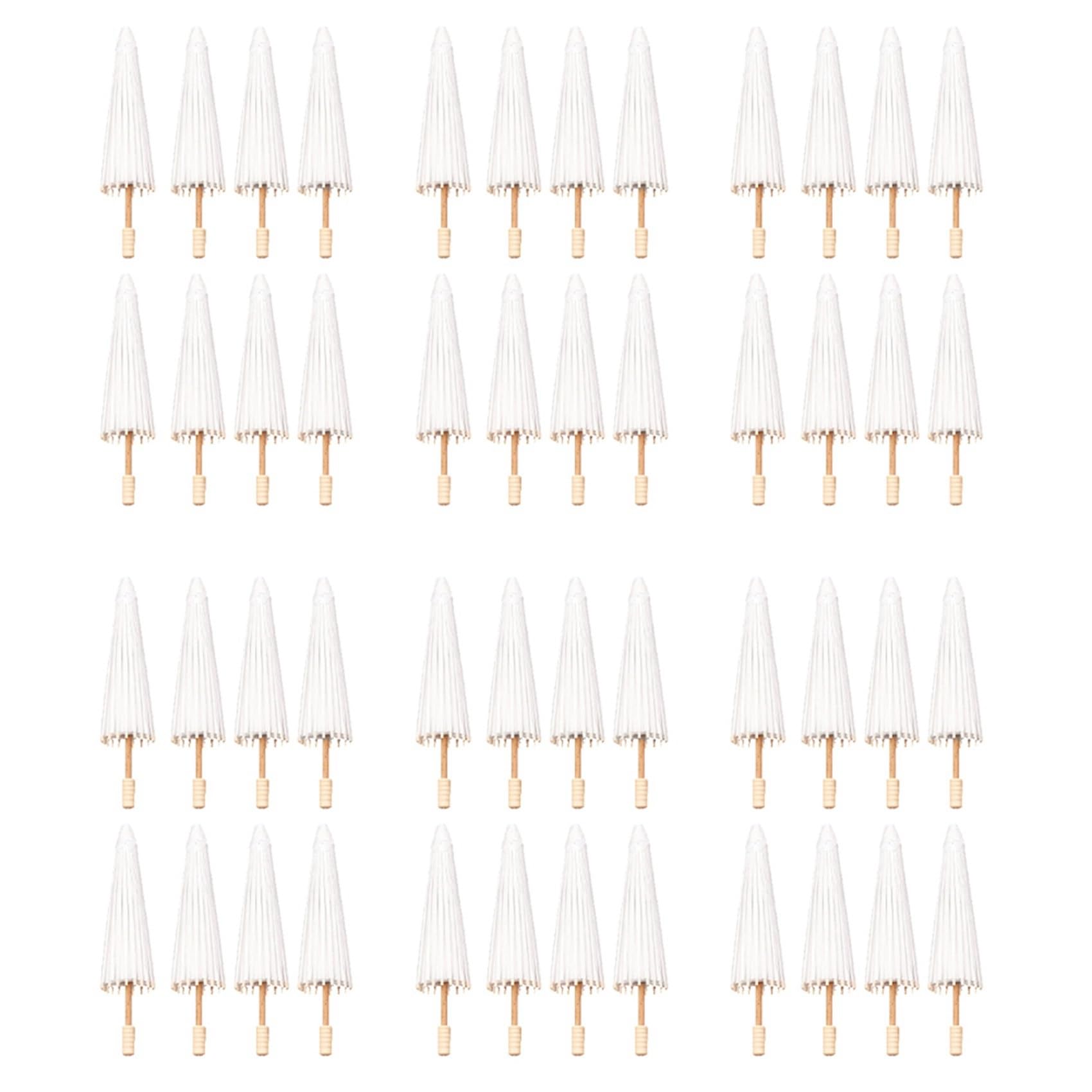 Hndhbfgrt 48PCS Paper Parasol Wedding Umbrella Party Favor 30cm Bamboo Umbrellas for Bridal Shower Centerpieces Photo Props