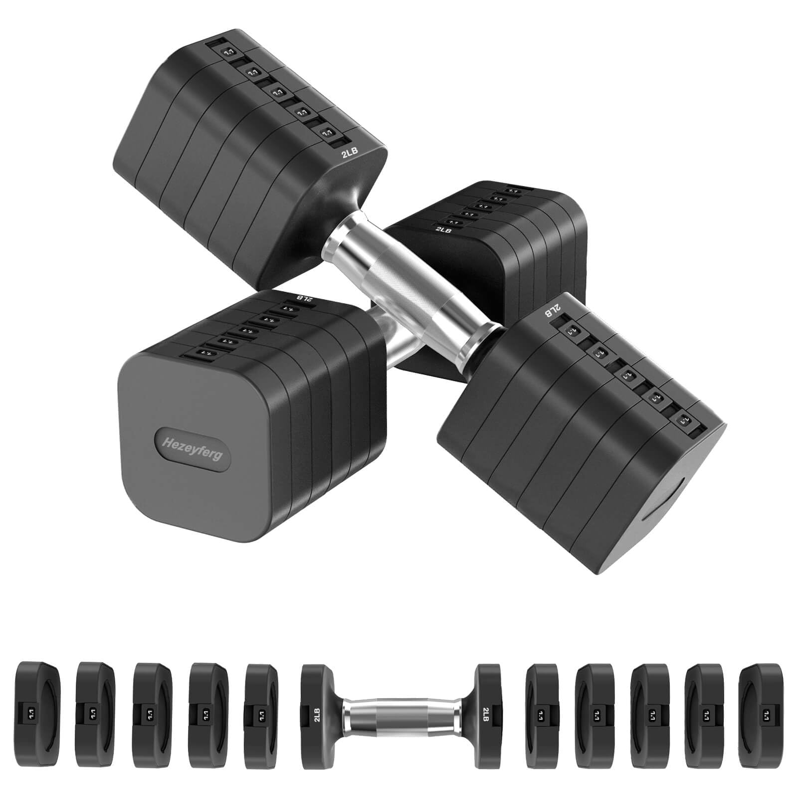 Hezeyferg Adjustable Dumbbell Set,Adjustable Weight Dumbbells for Women/Men