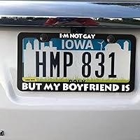 Vista 7 de Marco de placa de matrícula con textos de humor - No soy gay pero mi novio lo es, marco de etiqueta de cubierta de automóvil de aluminio metálico