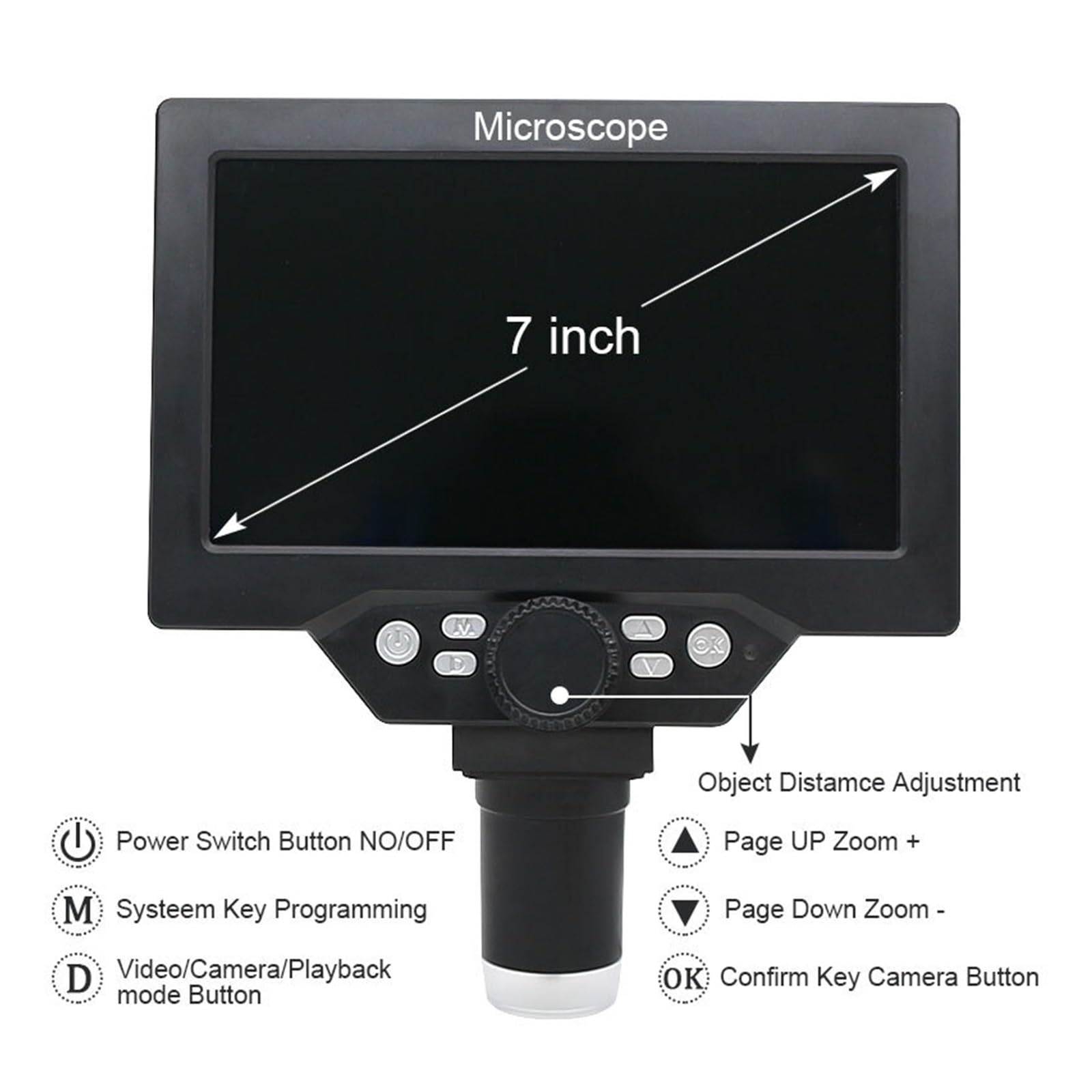 Microscopio, Microscopio Digital Portátil De 1200X, Vídeo LCD 7 ", 12MP For Soldadura, Inspección Electrónica PCB, Zoom Continuo