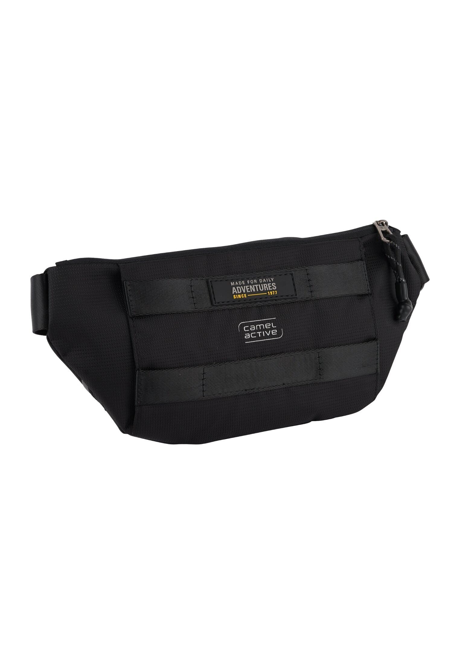 camel active Herren Connect Bauchtasche mit reflektierenden Details Schwarz, S, Menswear-S