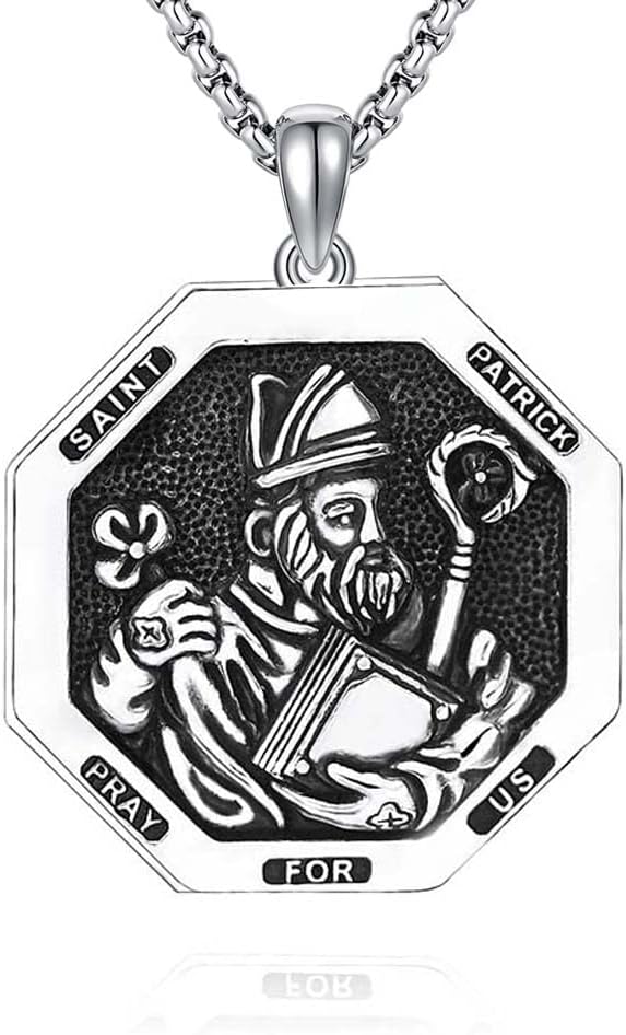 925 Sterling Silver Patron Saint Medal Necklace Catholic Protection Pendant Amulet Religious Jewelry for Men Women