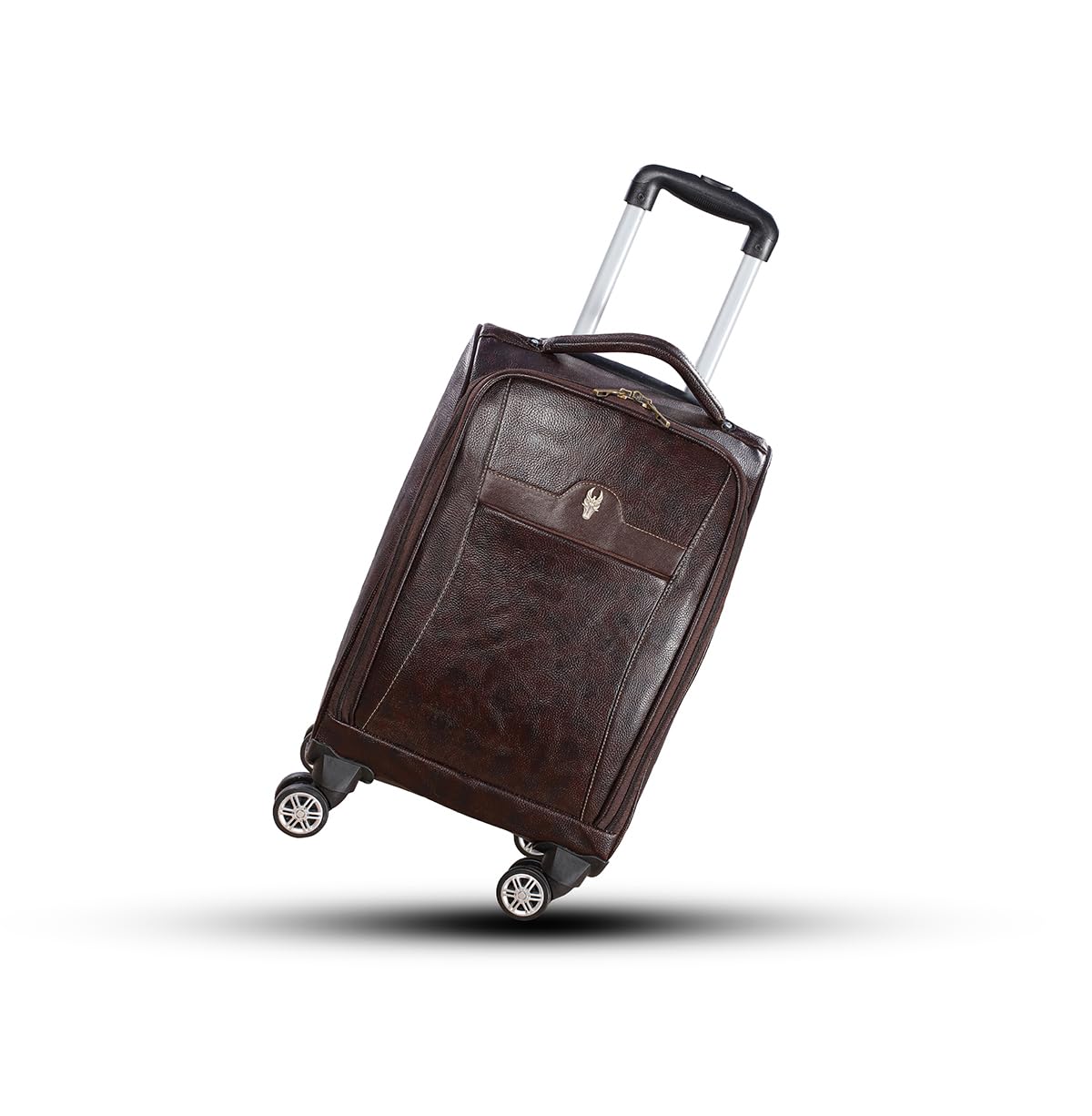 Argento Small 4 Wheel Cabin & Check-in Set (18 inch) - Vegan Leather Trolley Bag Suitcase for Men Women Unisex (Brown)-image-20