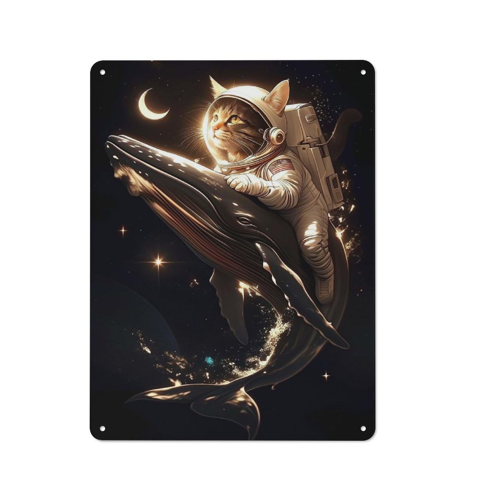Cosmic Catnip Creative Metal Wall Decor 40x30cm, Metal Desk Wall Sign for Hobby Room, Office, Lounge Or Living Room