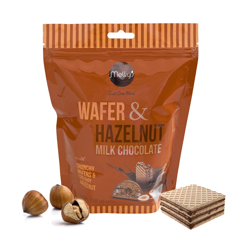 Melly'S Wafer & Hazelnut Milk Chocolate, 200G (Pack Of 13)