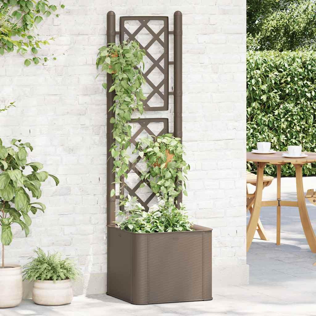 Jardinière Treillis Auto-Arrosante Moka 35L 43x43x142 cm