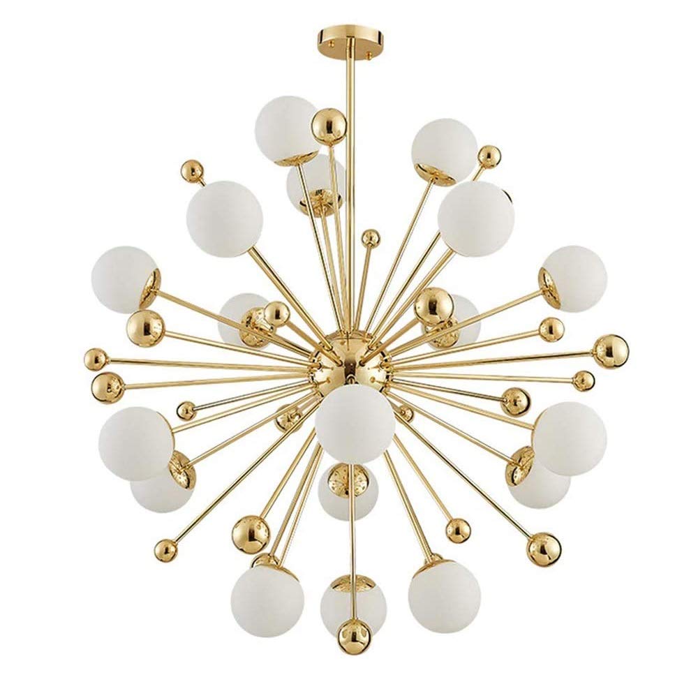 Modern Sputnik Glass Chandeliers, with Frosted White Globe Pendant Lamp G9 Base Ceiling Light for Living Room Bedroom Dining Room (Size : 18 Light)