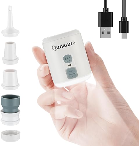 Bomba de aire portátil con linterna de campamento, mini bomba de colchón de aire para inflables, bomba pequeña recargable para colchonetas de