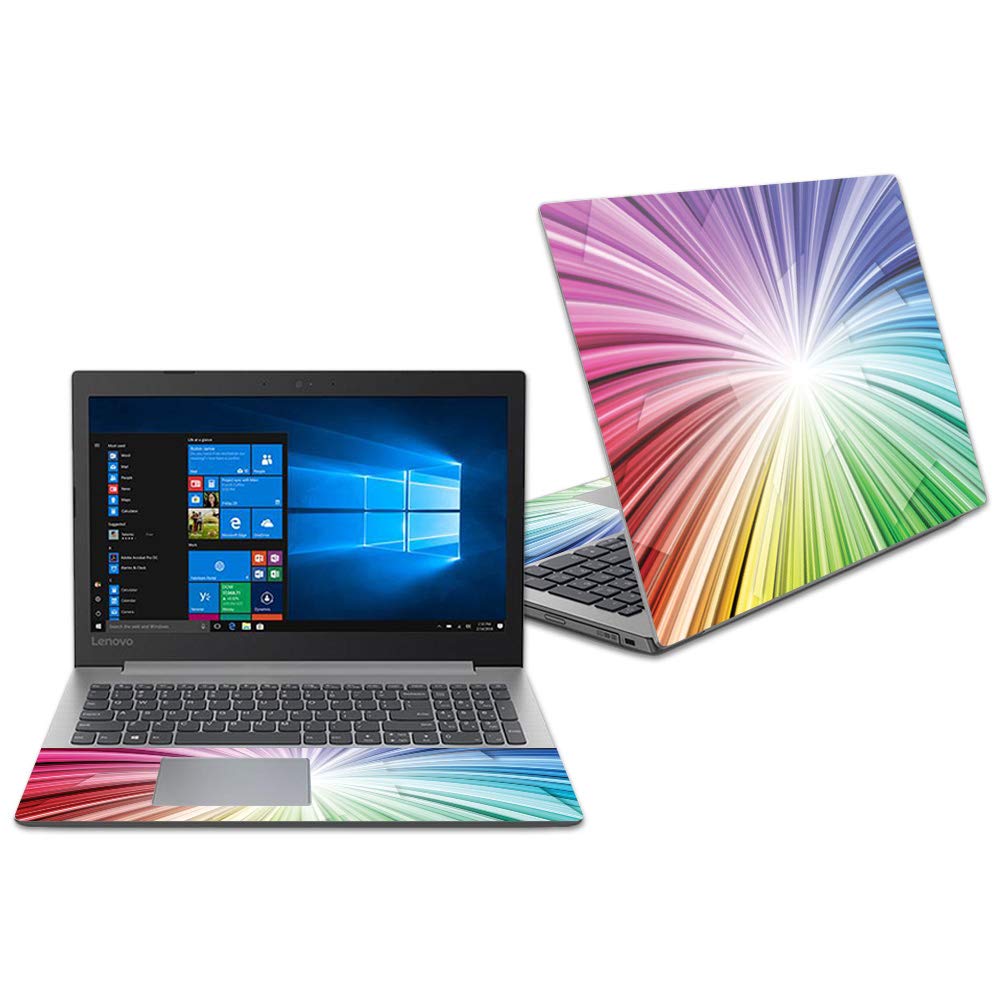 MightySkins Vinyl Decal Skin For Lenovo Ideapad 330 15" (2018) – Rainbow Waves Design | Protective Wrap