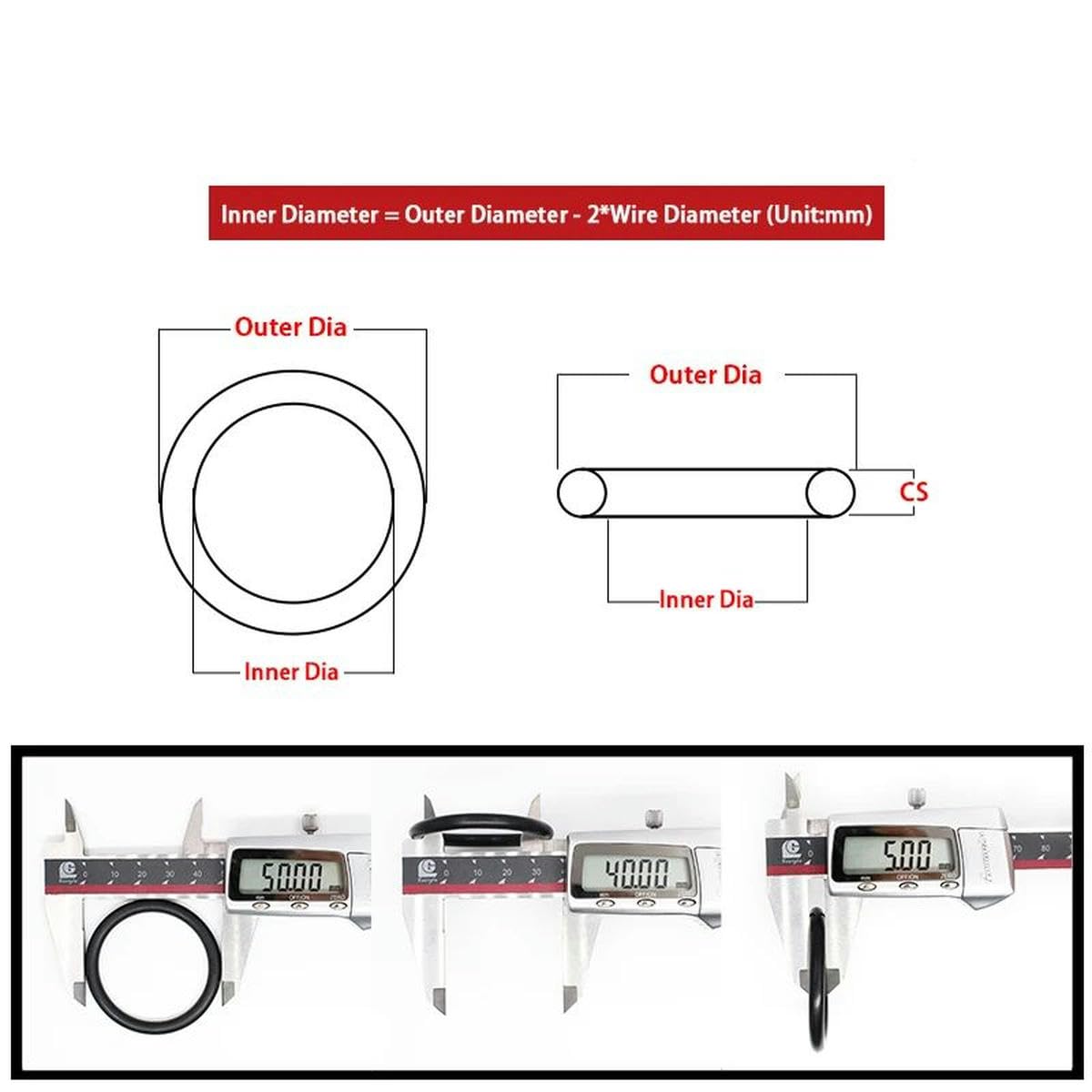 Guarnizione O-ring nera da 2,5 mm diametro esterno 9-250 mm NBR Gomma nitrilica per automobili rotonda tipo O Rondella di tenuta resistente all'olio ID 4-245 mm-215 x 210 x 2,5 mm-30 pezzi