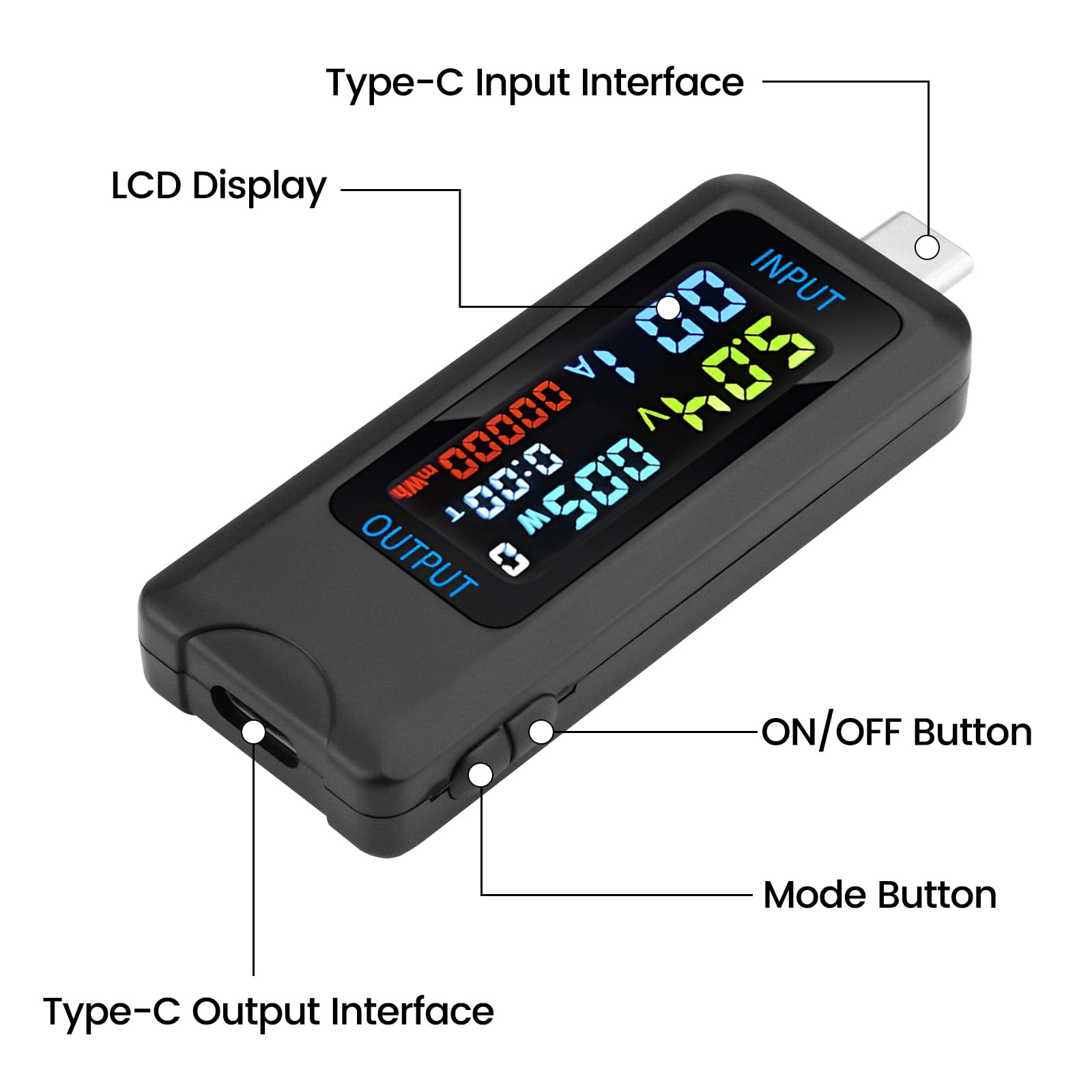 Youmile Probador USB Tipo-C Medidor Digital de Voltaje, Corriente, Potencia y Capacidad DC 4.5-36V 0-8A Múltiple Protocolos de Carga Rápida con Adaptador Conector Tipo C-C y USB-USB Carga USB Youmile Probador USB Tipo-C Medidor Digital de Voltaje, Corriente, Potencia y Capacidad DC 4.5-36V 0-8A Múltiple Protocolos de Carga Rápida con Adaptador Conector Tipo C-C y USB-USB Carga USB