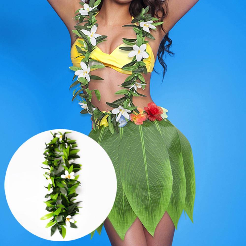 9 Pcs Blumen Halskette Hawaii Rot Blumenkette mit Grün Blätt Künstliche Blumengirlande Faux Pflanze Girlande Hawaiiketten Floral Leis Partygirlande Deko Zubehör für Luau Sommer Strand Party