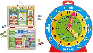 Melissa & Doug My First Wooden Daily Wooden Magnetic Calendar| 3+ | Gift for Boy or Girl & Premier Stationery Clever Kidz Magnetic Clever Clock as Mentioned H2754992