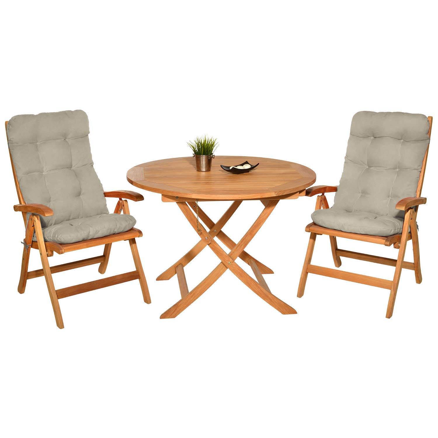 Beautissu Set di 4 Cuscini per Sedia a Sdraio Flair HL 120x50x8cm Extra Comfort per sedie reclinabili, spiaggine e poltrone - Beige