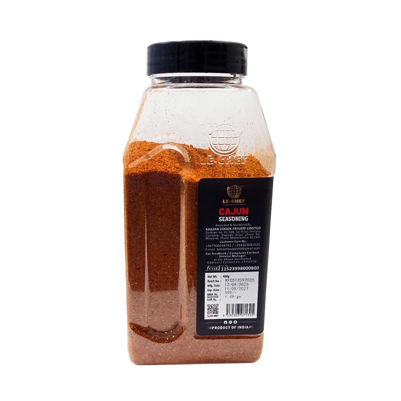 LE-CHEF Cajun Seasoning 400g | Classic Cajun Spice Blend for Grilling, Marinades & Creole Cooking | Bold, Smoky & Spicy Flavour | Ideal for Chicken, Seafood, Fries & Everyday Meals - Image 3 thumbnail