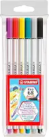 Caneta Brush Premium – STABILO Pen 68 brush – Estojo com 6 unidades – Em 6 cores